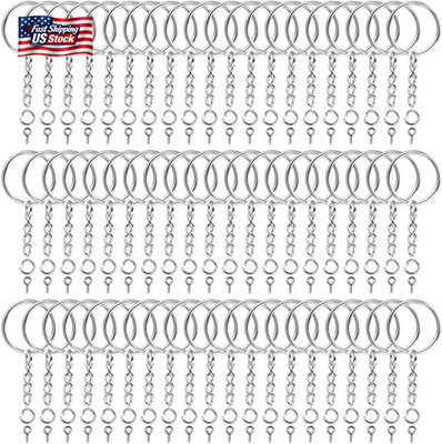 Audab 360Pcs Keychain Bulk, 120Pcs Keychain Rings with Chain and Open Jump Ring