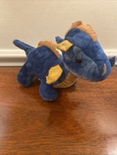 Blue Dragon Plush Stuffed Animal Blue  Gold 9 In Toy
