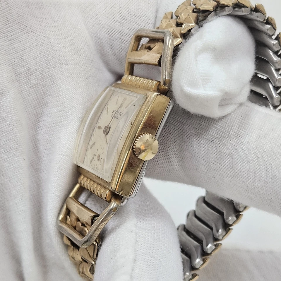 Reloj de pulsera Steelco Drivers vintage raro para hombre 21 joyas chapado en oro suizo funciona Foto 3 de 4