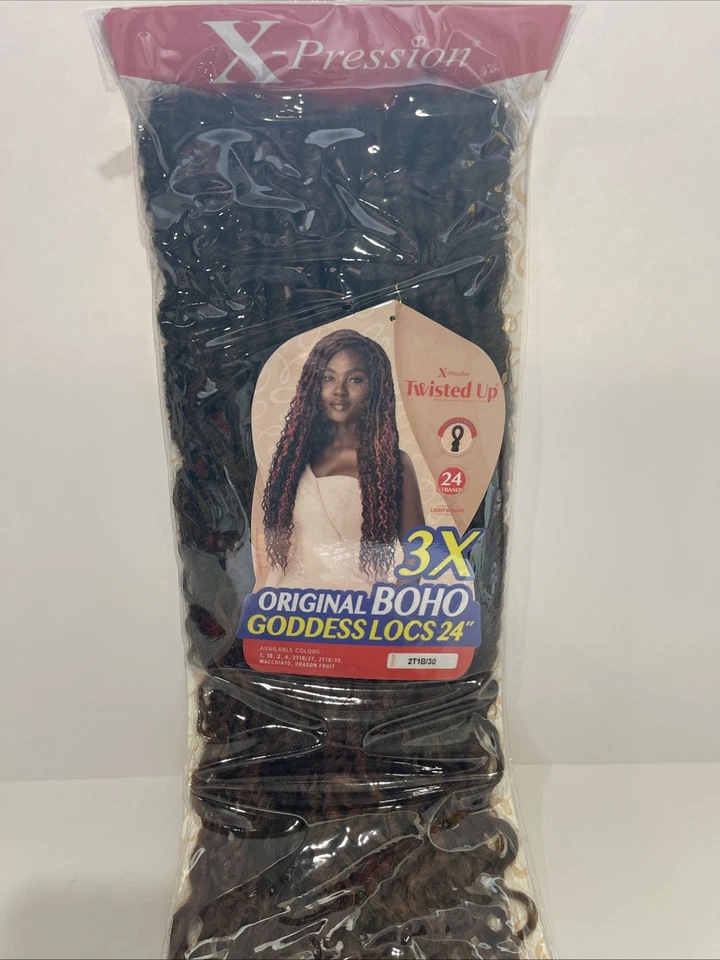 "Lazo de ganchillo retorcido Outre X-Pression 2T1B/30 24 hebras Goddess Locs 24""" Foto 3 de 4