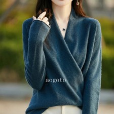 Women's Knitted Cashmere Sweater 100 Merino Wool Thickened Top