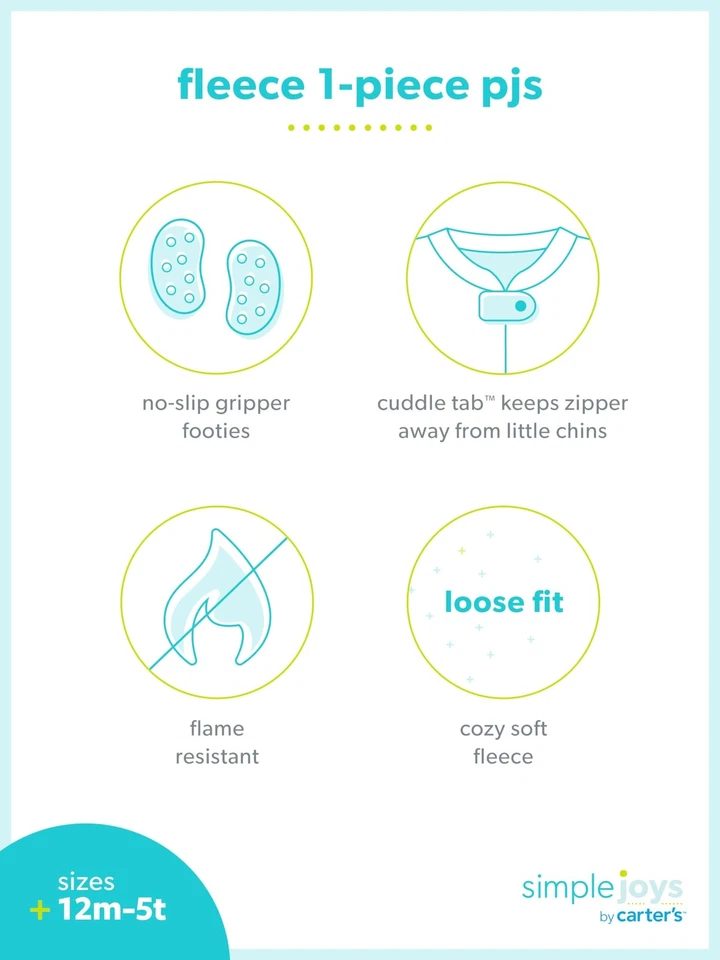 Simple Joys by Carter's Niños Vacaciones Ajuste Suelto Resistente al Fuego Vellón Patas... Foto 4 de 4