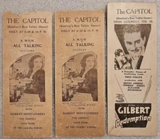 1930 Movie bookmarks lot of 3 - Our Blushing Brides / Redemption - Crawford