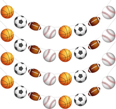 Outus 4 Pcs Sports Theme Banner 78 Inch Basketball Football Baseball Soccer Bunt