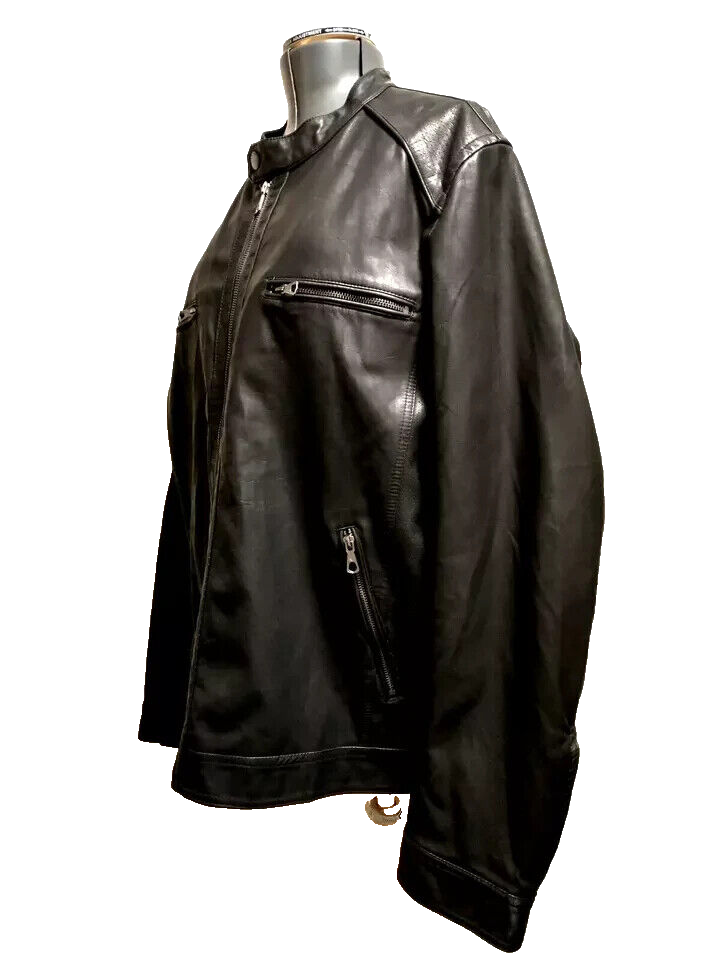 LEATHER U.S.A. ブラックレザージャケット M NWOT Marc Anthony Mens Black Imitation Leather Mandarin Collar