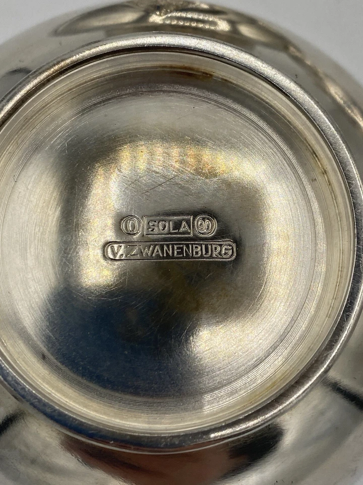 Tigela NASM antiga V. Zwanenburg Sola banhada a prata (cerca de 1915-1922) conjunto de 4 - Imagem 4 de 4