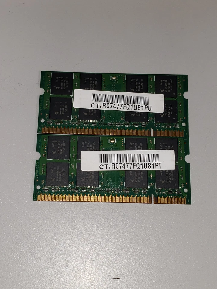 2 Qimonda HYS64T128021HDL-3S-B 1GB PC2-5300S DDR2 667 SODIMM  2 X 1GB RAM (T51) - Image 2 of 2