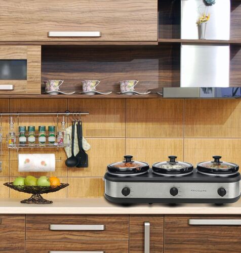 CULINARY CHEF SC3105-SS, Slow Cooker, Buffet Server 3 Pot, Food Warmer Stainless image