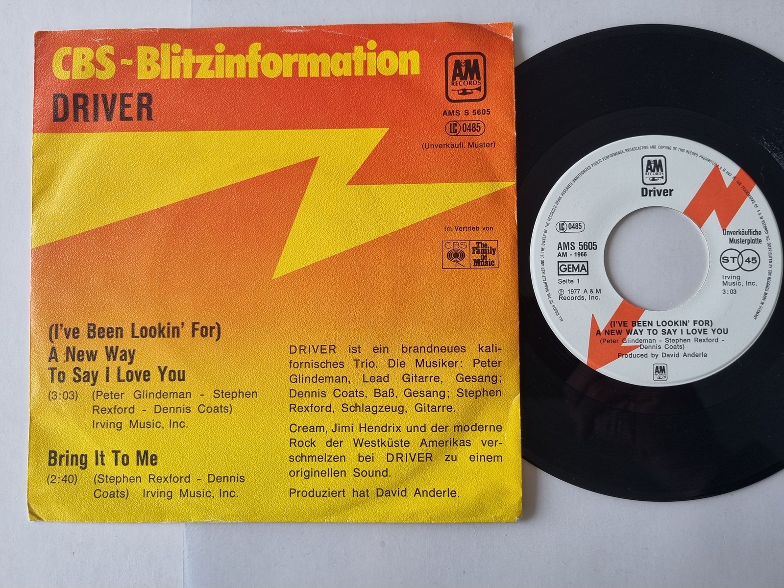 Driver - (I've been lookin'for) A new way to say I love you 7'' Vinyl PROMO