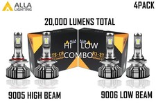 Alla 4PACK COMBO White Headlight High Low Bea...