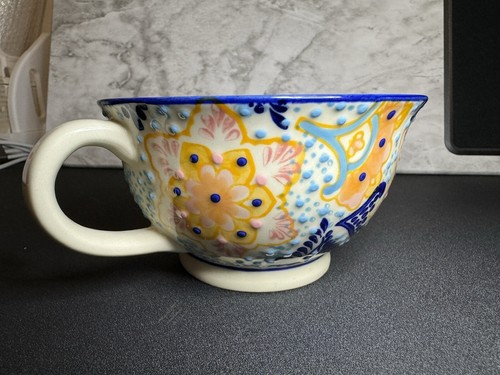 T2 Blue Pink Vibrant Colors Retro Print Tea Latte Soup Oversized Cup - Picture 4 of 6