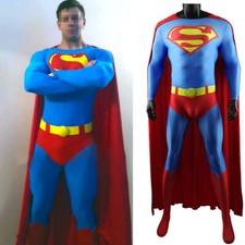 New 52 Superman Cos Jumpsuit Cosplay Bodysuit Costume Adult Kids Halloween Cloak