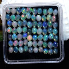 70 Pcs Natural Opal Flashy Multi Color 4mm 3mm Oval Cabochon Loose Gemstones Lot