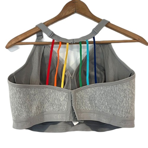 Cacique Lane Bryant 44H Grey Full Coverage Wireless Bra Rainbow Straps - Picture 2 of 6