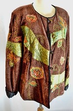 Indigo Moon QVC multi embellished art to wear chenille blazer jacket coat L NEW