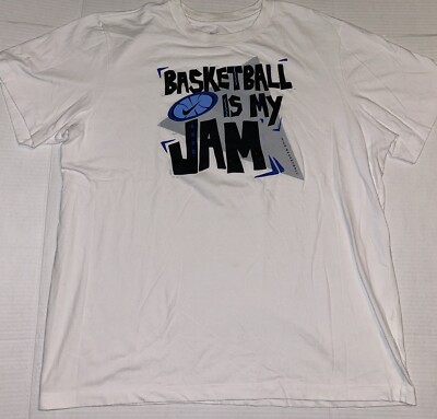 Nike Mens T Shirt Sz XL Basketball Is My Jam White Rare | eBay