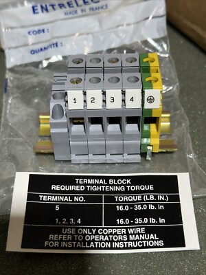 4 Connector Block Entrelec  Din Rail Mount New 4conductor + Ground