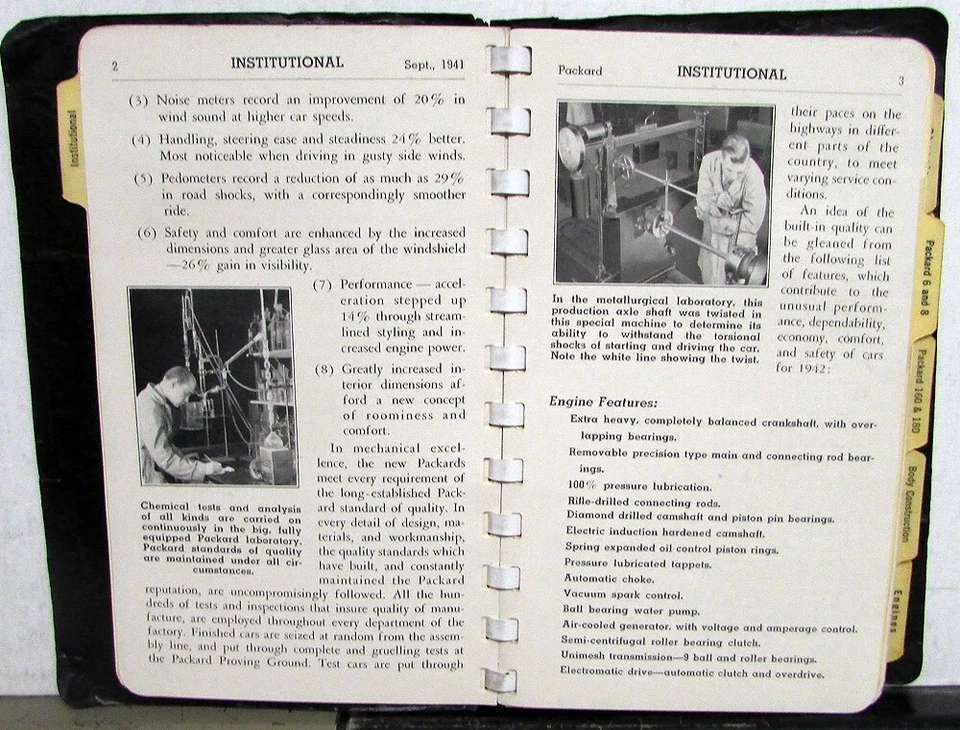 Libro de datos de concesionario Packard 1942 manual de referencia de ventas 160 180 autos personalizados Foto 3 de 4