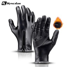 Winter Leather Gloves Touchscreen Ski Waterproof Glove with Cashmere Lining Warm