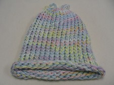 Pastel Multi-Color Beautifully Hand Knitted Baby Size Stocking Cap Beanie Hat 