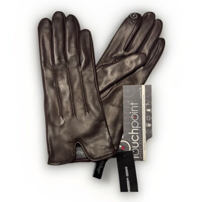 Lord & Taylor  Brown Leather 7  Gloves  Touch Point Smart Tech 7 NEW