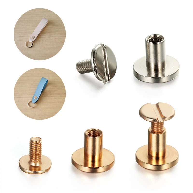 ACTENLY Chicago Screws Round Head Button Stud Slotted Screws Nail Rivet  Leather Rivets Craft Belt for