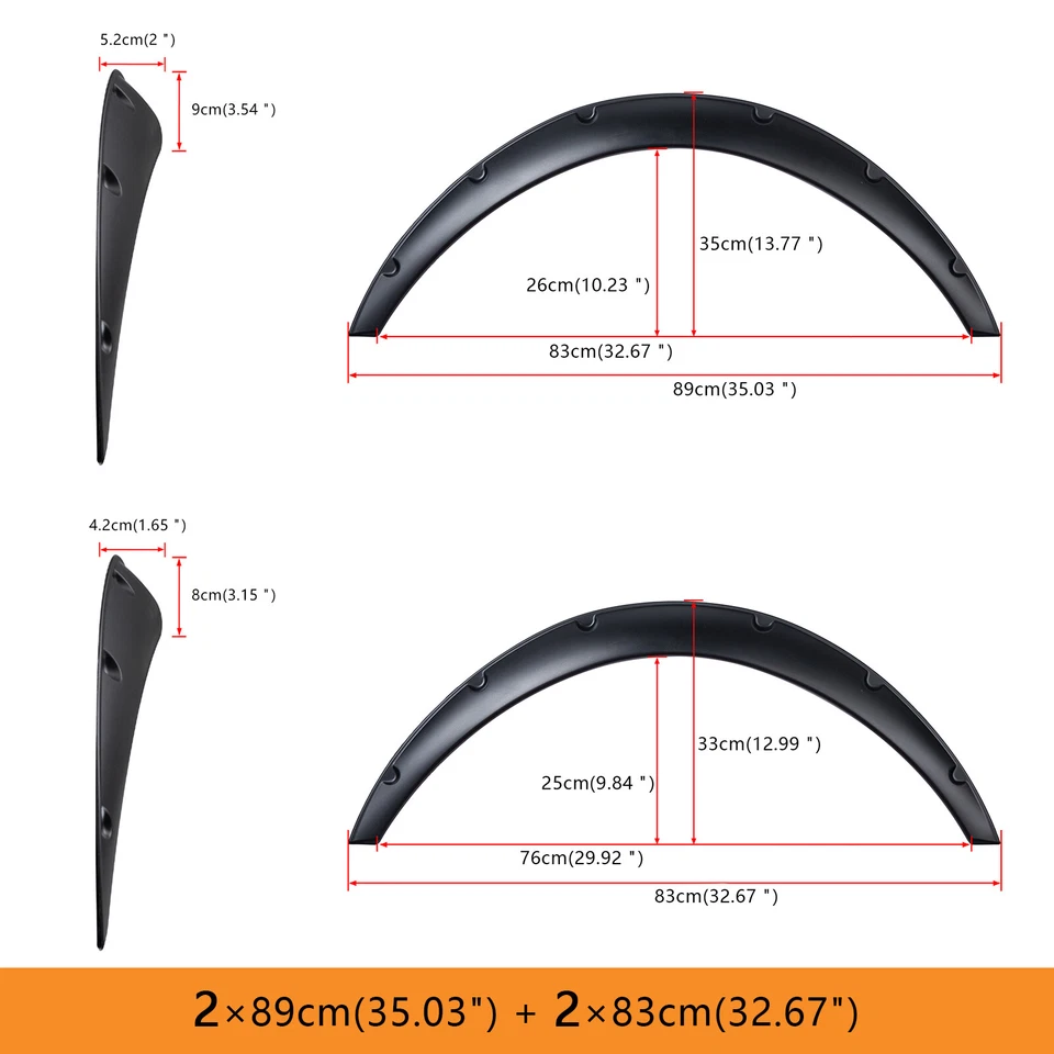 For Toyota Camry Fender Flares Extra Wide JDM Body Kit Wheel Arch Mudguard BLACK - Imagem 3 de 4