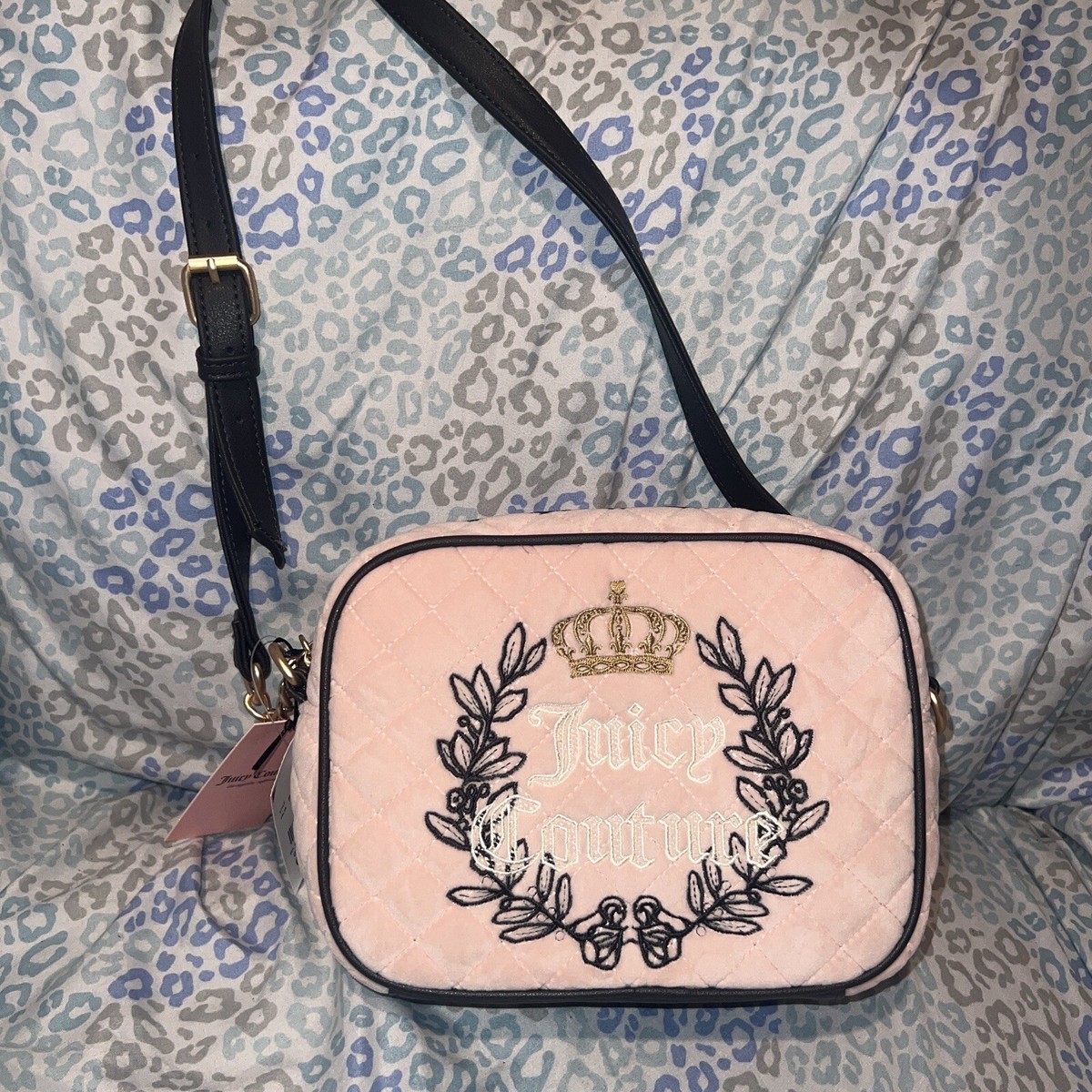 New Pink Juicy Couture Crossbody Bag Purse Velvet Royal