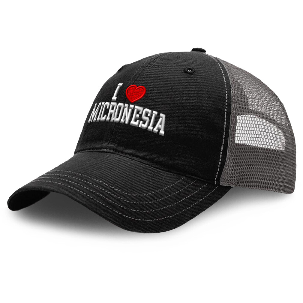 Richardson Trucker Mesh Hat I Love Micronesia Cotton Dad Hats for Men & Women