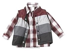 WonderKids Burgundy 2 pc. Set Vest  Woven Shirt Infant Boys 12 Months
