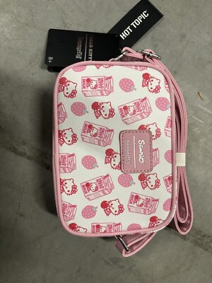NEW Loungefly Sanrio Hello Kitty Strawberry Milk Camera Crossbody Bag Purse Pink