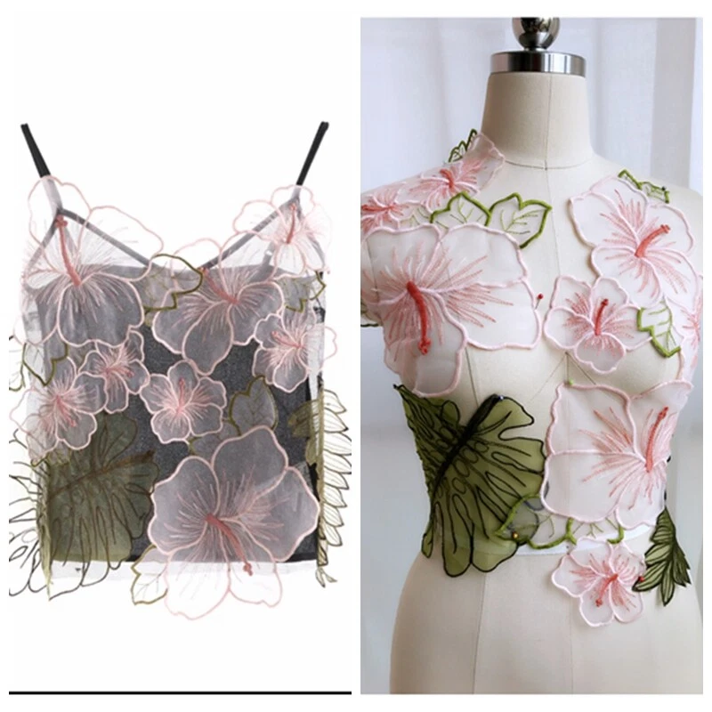 A Set of Lotus Floral Applique Patch Embroidery Lace Sew on for Dress Gown - Image 3 of 4