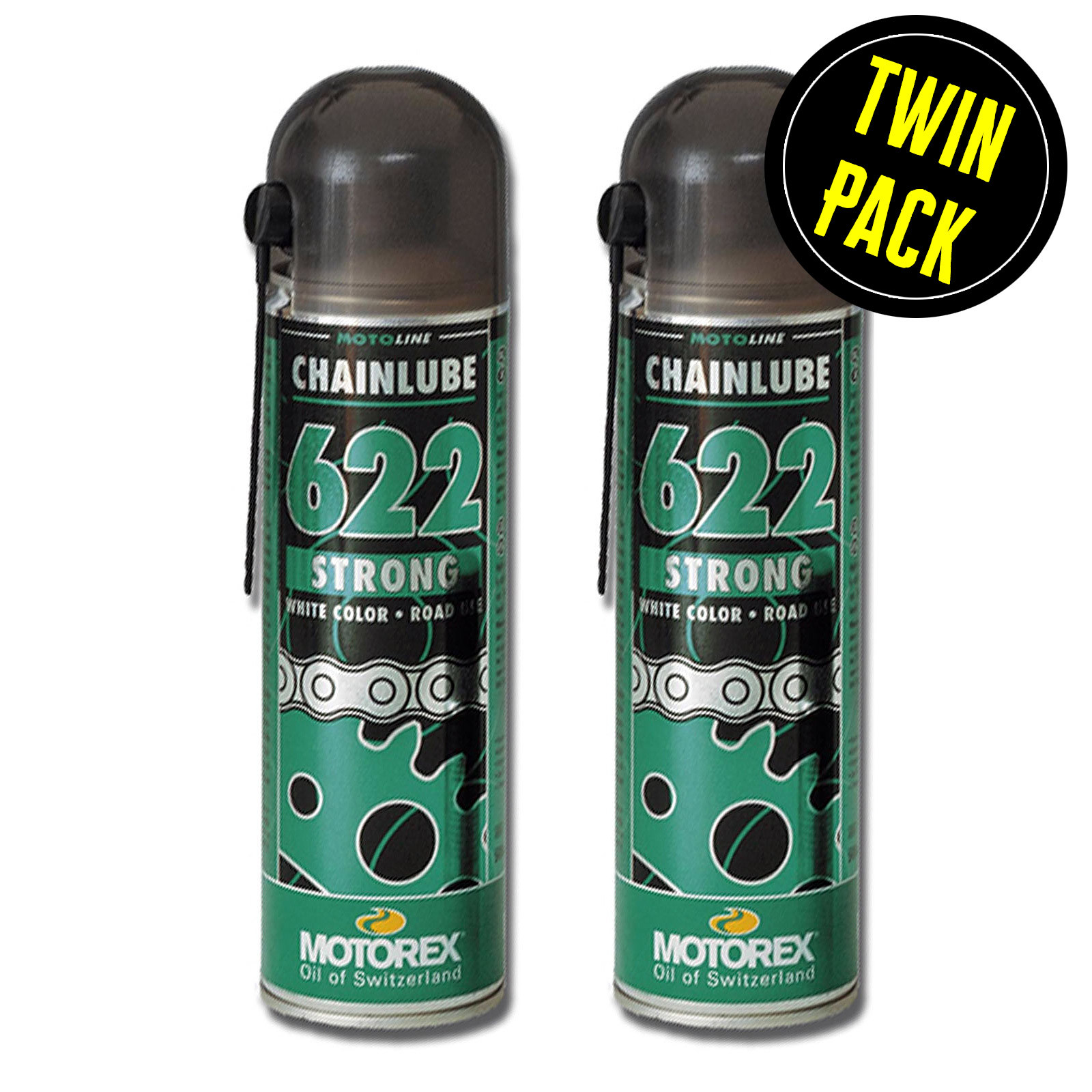 Motorex 622 Motorcycle Road Strong Chain Lube Superlube Spray 2 x 500ml