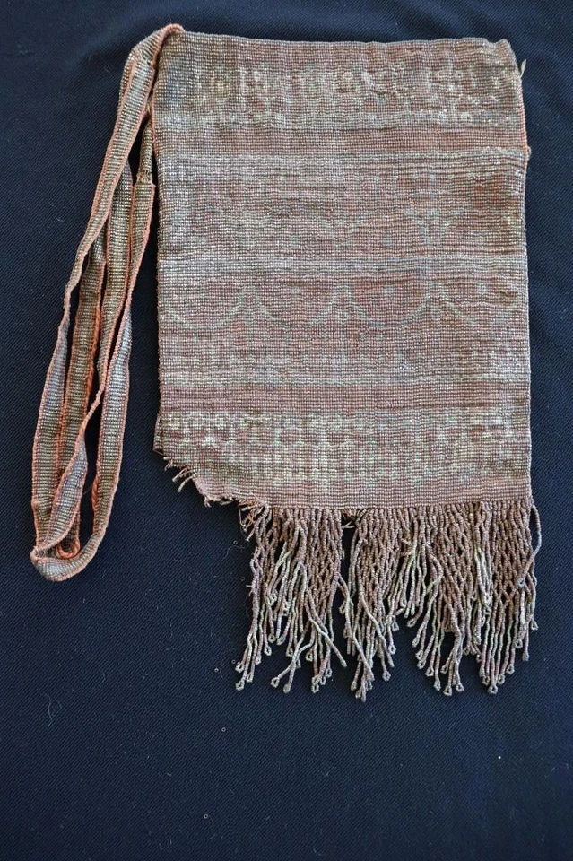 Sac À Perles En Métal Vintage Des Années 1900 5 1/2" X 7 1/2" - Photo 4/4