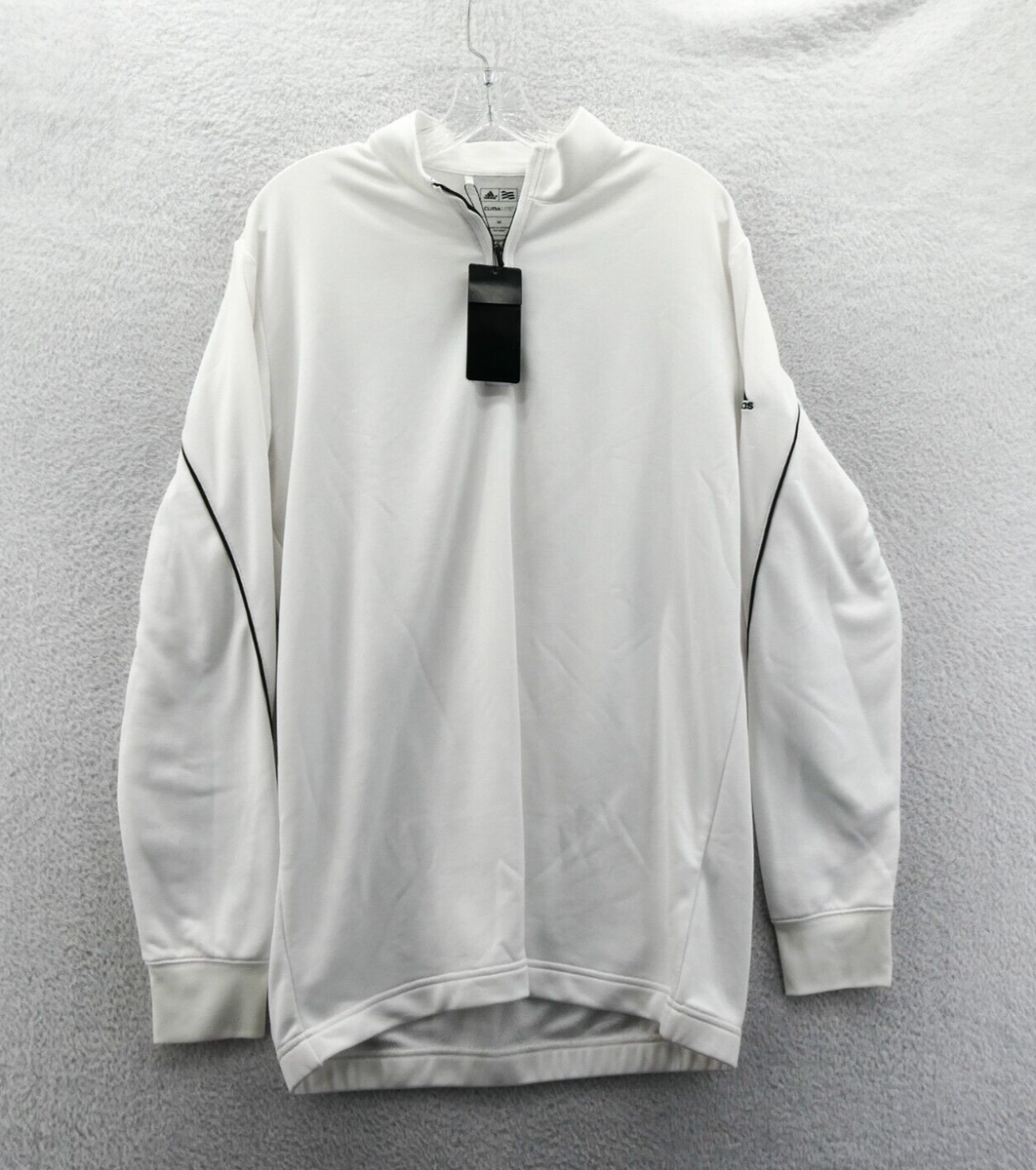 Adidas Golf Hybrid Jacket Mens Medium White 1/4 Zip Knit Athletic