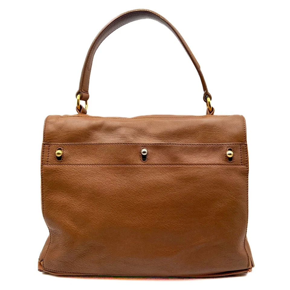 Auténtico bolso de mano de cuero Saint Laurent Muse con puntera logotipo marrón Foto 4 de 4