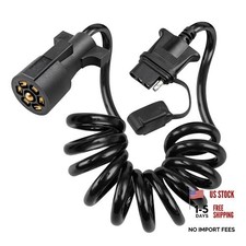 7 Pin Blade to 4 Pin Coiled Trailer Extension Cord 5FT with PU Insulation