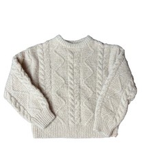Cream Cable Knit Sweater Zara Kids Size 9-10 Girls Boys Long Sleeve Crew Neck