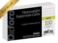 Oxford Heavyweight Ruled Index Cards 3x5 White 100 Pack Home Office Note 63500