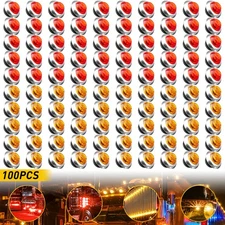 20/50/100PCS LED Marker Lights 3/4" Truck Trailer Side Lamp With Stailness Base