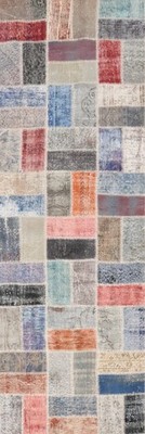 Handmade Patchwork Runner Rug 3x10 A Symphony of Colors Turkish Modern Carpet