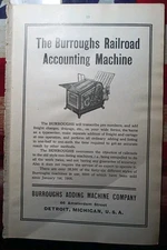 ~1906 Print Advertising BURROUGHS RAILROAD ACCOUNTING Adding MACHINE Detroit MI