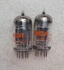 Strong Pair RCA 12AX7A Grey Ladder Plate Top O Getter