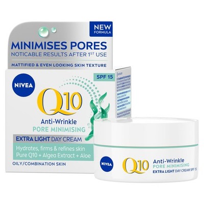 NIVEA Q10 Anti-Falten Poren Minimierung Extra Light 50 ml (1er Pack), weiß 