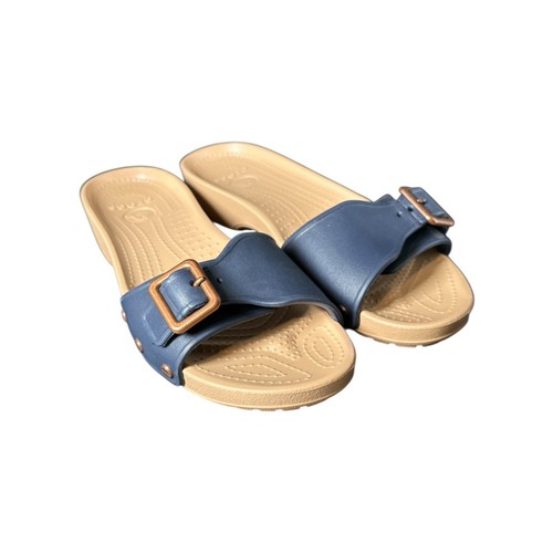 Crocs Sarah Womens Size 10 Blue Buckle Slip On Comfort Sandals Slides Shoes