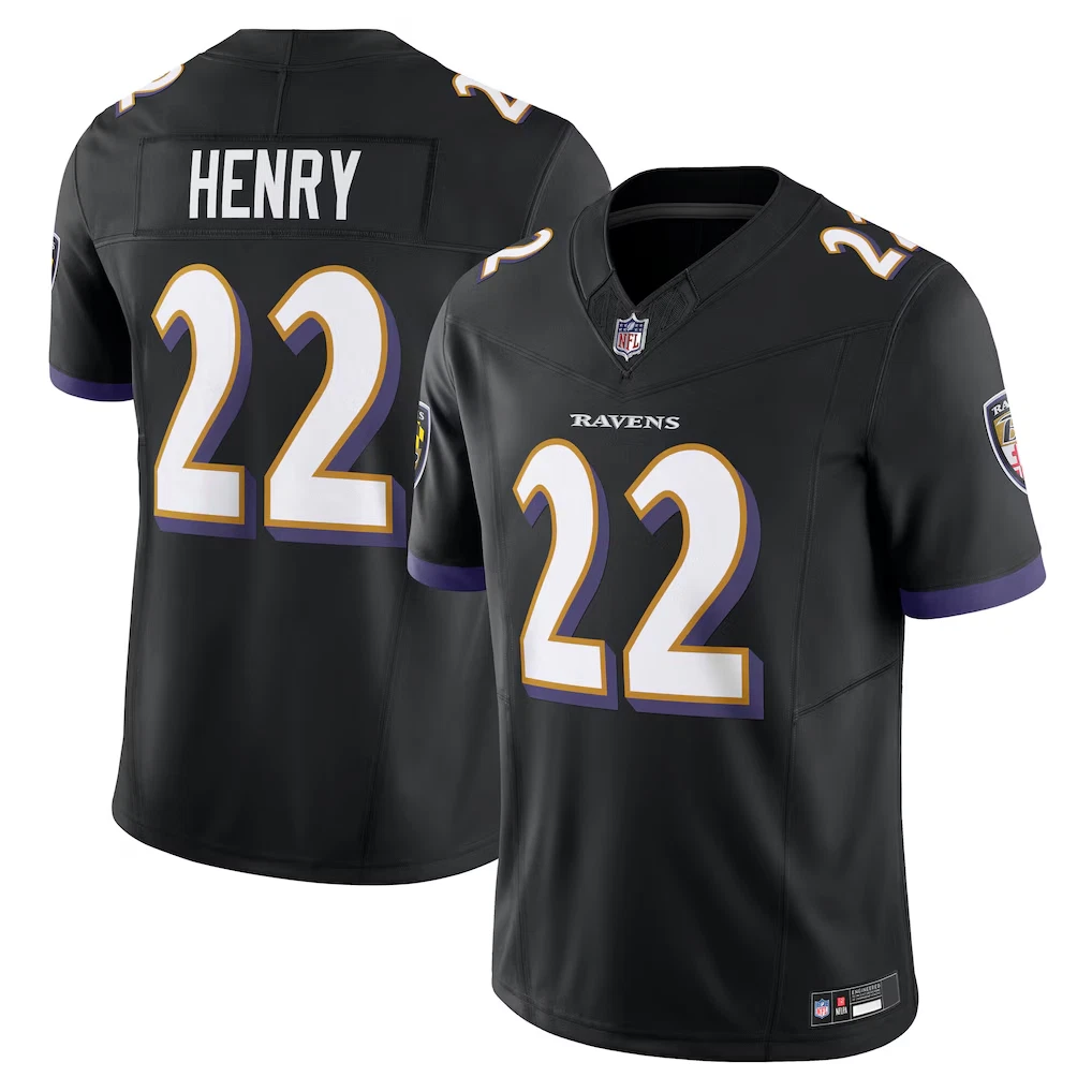 Men Ravenss #22 Derrick Henry White/Purple/Black Limited Player Jersey