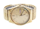 Vintage SEIKO Quartz Mens Watch Analog Day Date Gold Dial