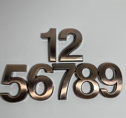 Plastic House Mailbox Numbers, 3 Inch Adhesive Backed - Bronze Color