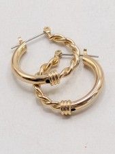 Gold Tone Twist Hoop Pierced Earrings