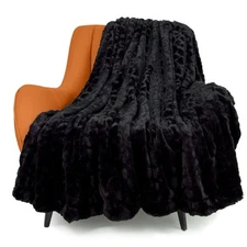 TOONOW Faux Fur Throw Double Side Soft Fluffy Shaggy Fuzzy Blanket 51x67